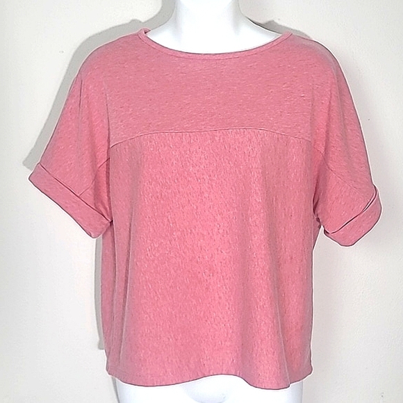 Banana republic short sleeve cropped sweatshirt Pink boat neck Relaxed Fit - Picture 1 of 6